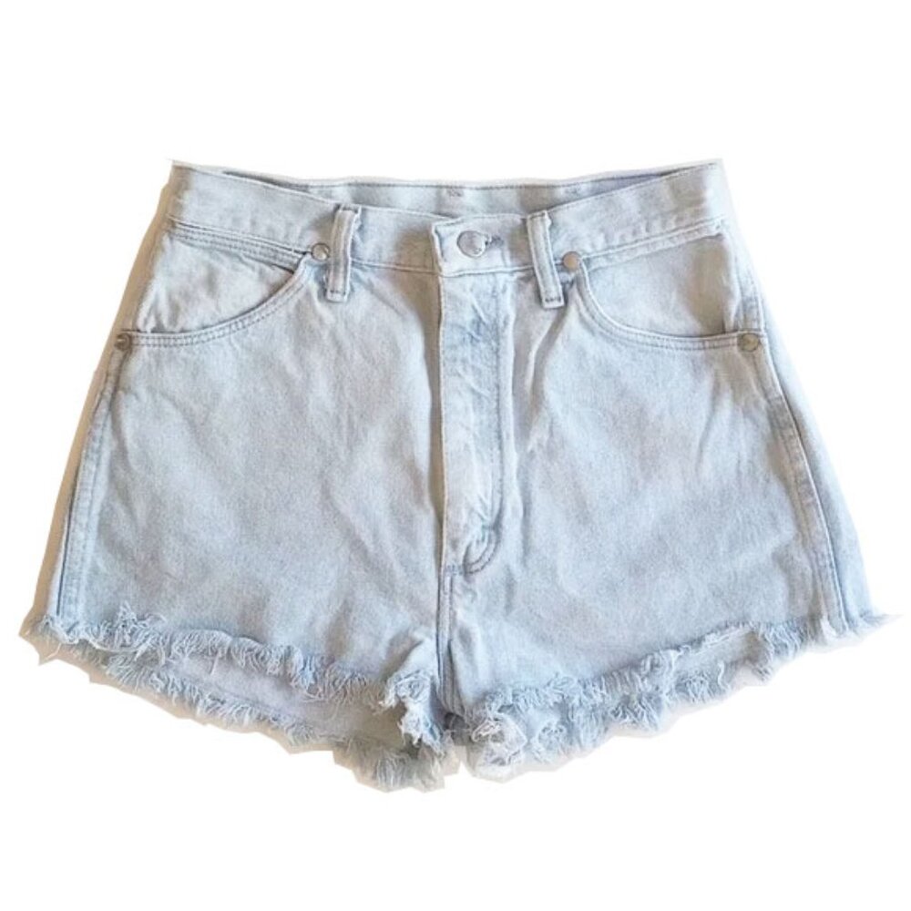 Wrangler 100% Cotton High Rise Cutoff Shorts 28 Light Wash